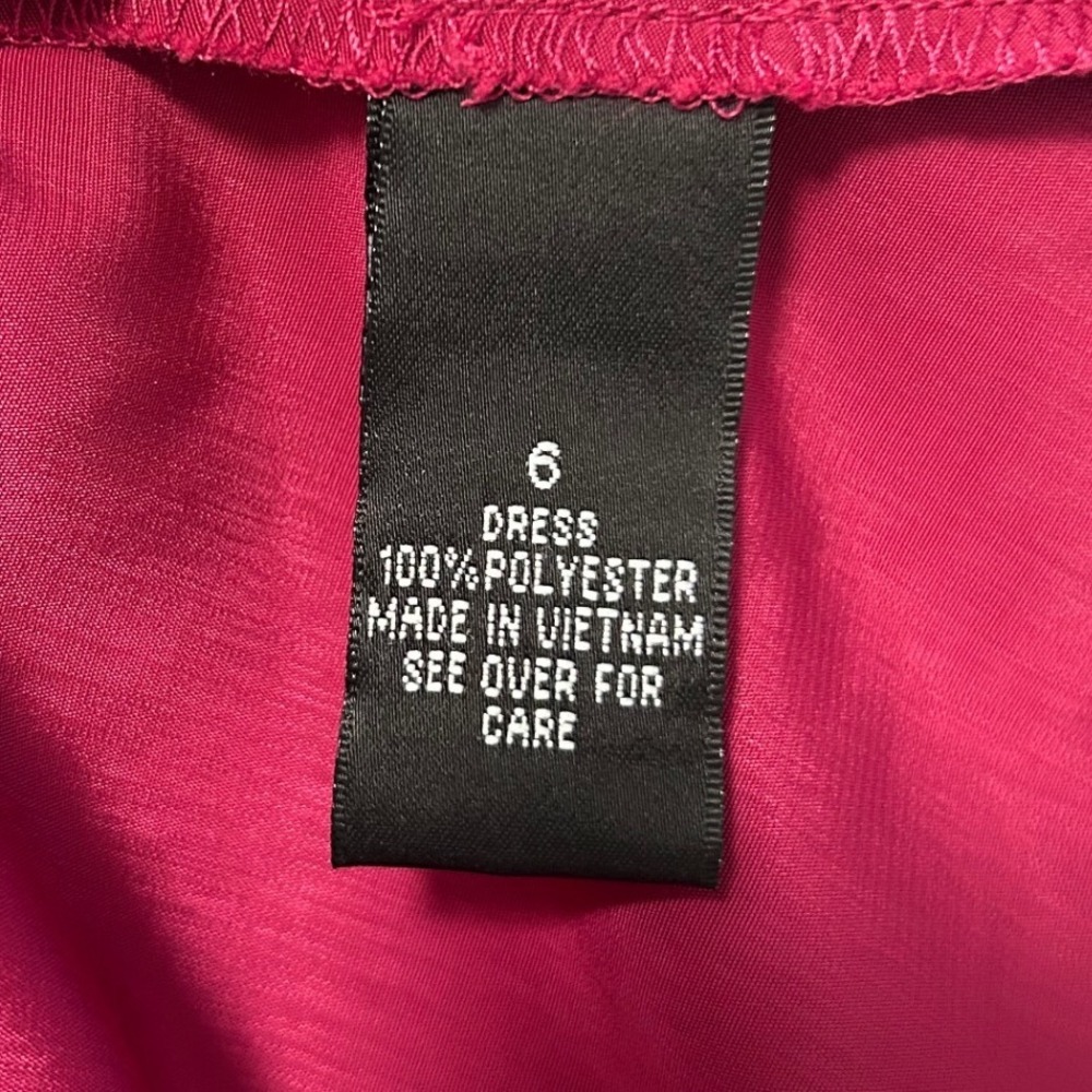 AB Studio Women Magenta Pink Button Front Roll Tab Sleeve Belted Dress 6 NEW - Picture 7 of 7